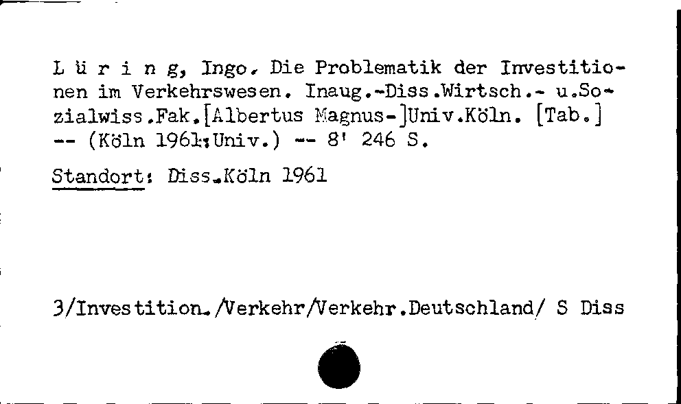 [Katalogkarte Dissertationenkatalog bis 1980]