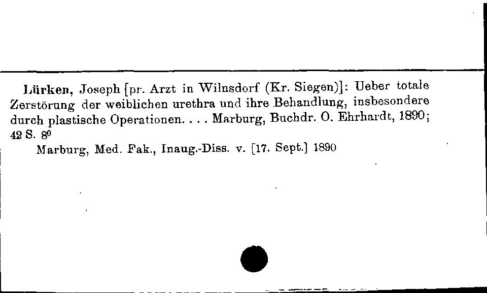 [Katalogkarte Dissertationenkatalog bis 1980]