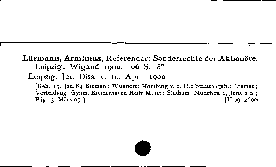 [Katalogkarte Dissertationenkatalog bis 1980]