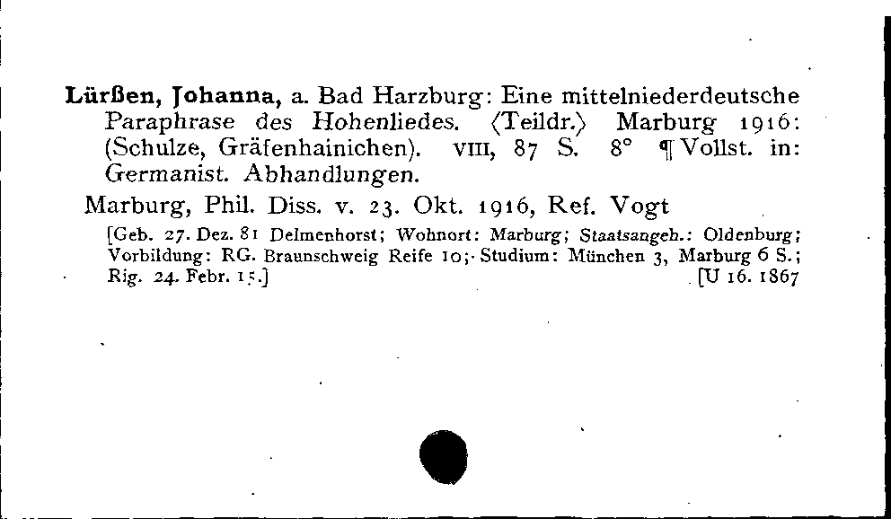 [Katalogkarte Dissertationenkatalog bis 1980]