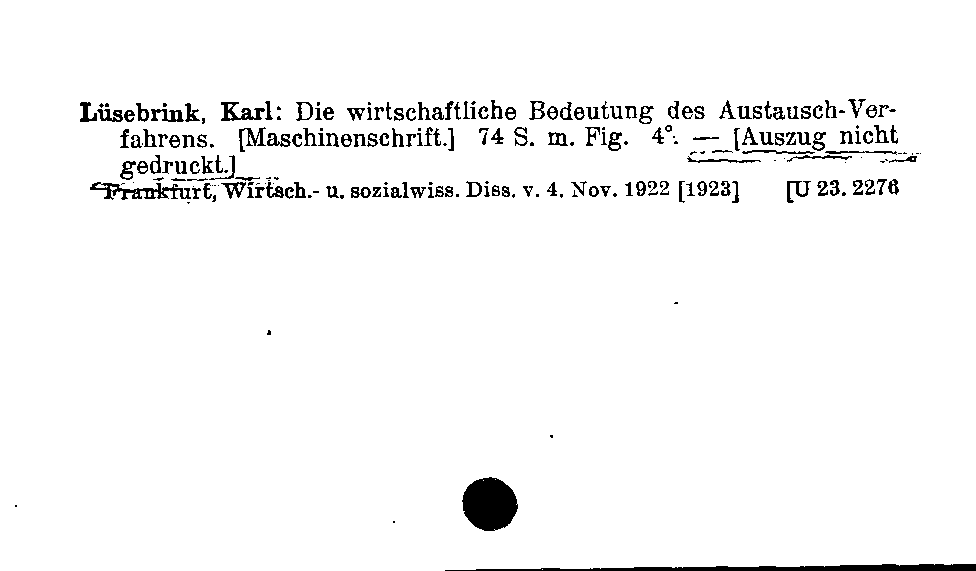 [Katalogkarte Dissertationenkatalog bis 1980]