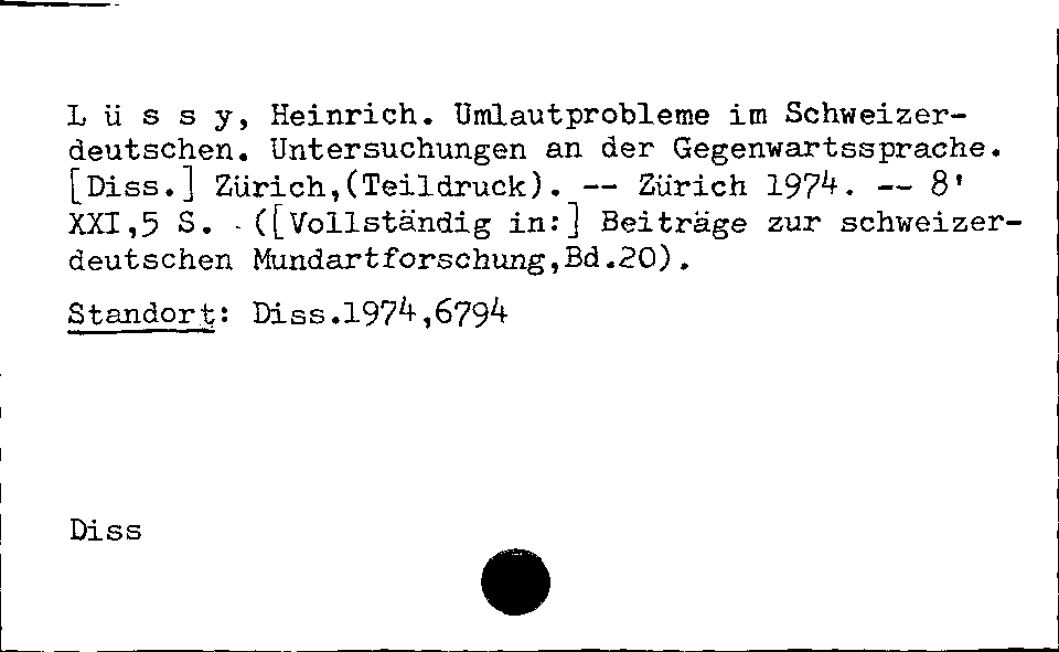 [Katalogkarte Dissertationenkatalog bis 1980]