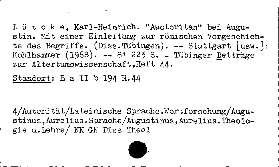 [Katalogkarte Dissertationenkatalog bis 1980]