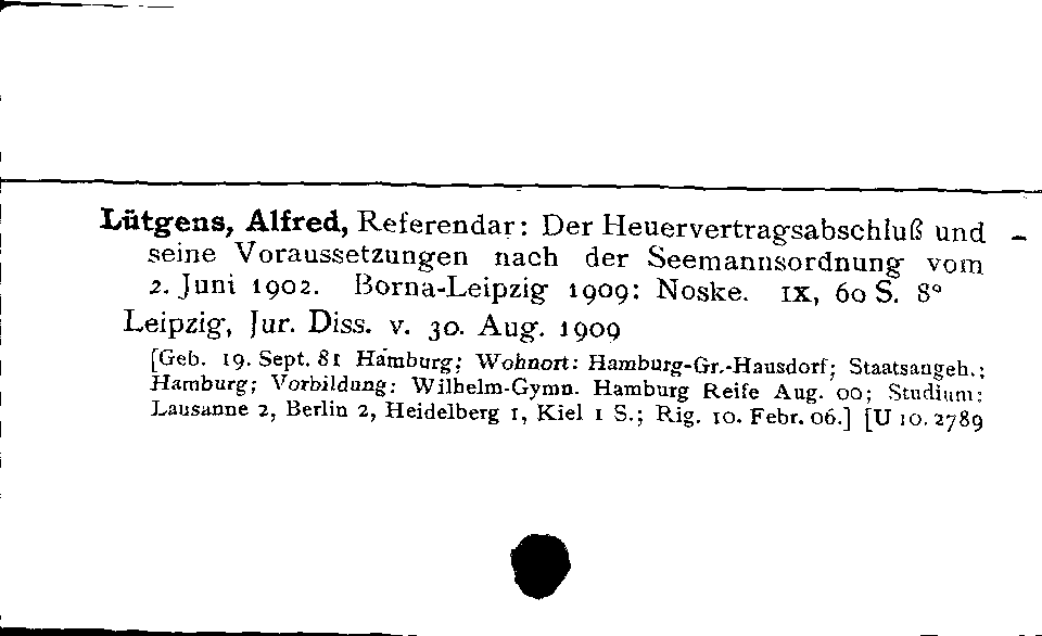 [Katalogkarte Dissertationenkatalog bis 1980]