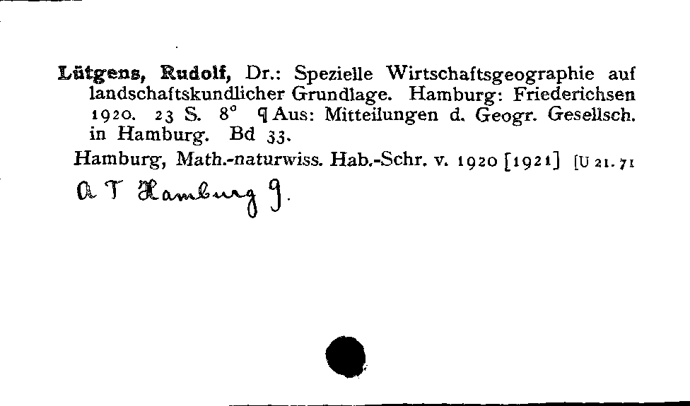 [Katalogkarte Dissertationenkatalog bis 1980]