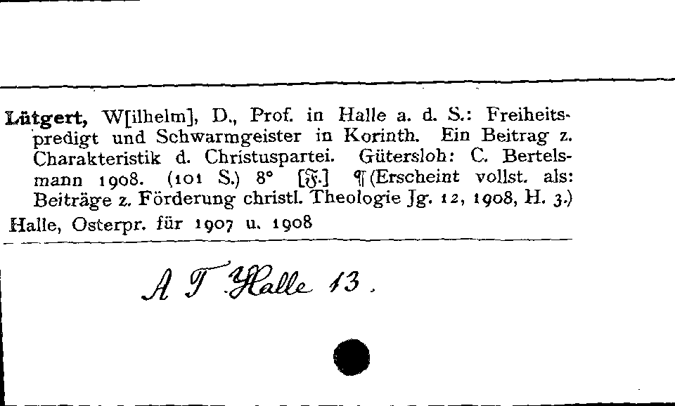 [Katalogkarte Dissertationenkatalog bis 1980]