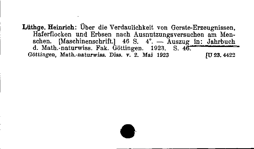 [Katalogkarte Dissertationenkatalog bis 1980]