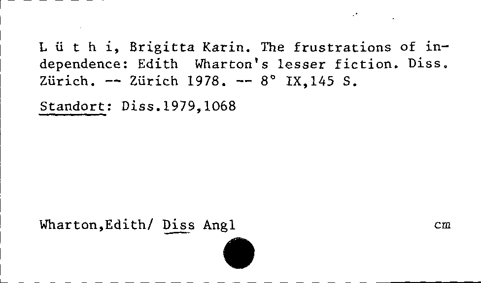 [Katalogkarte Dissertationenkatalog bis 1980]