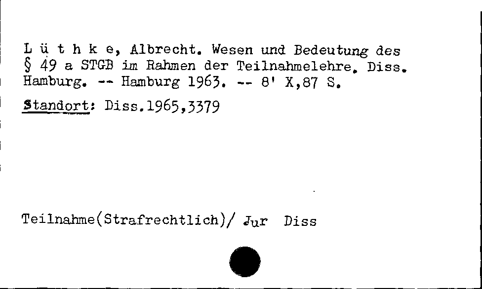 [Katalogkarte Dissertationenkatalog bis 1980]