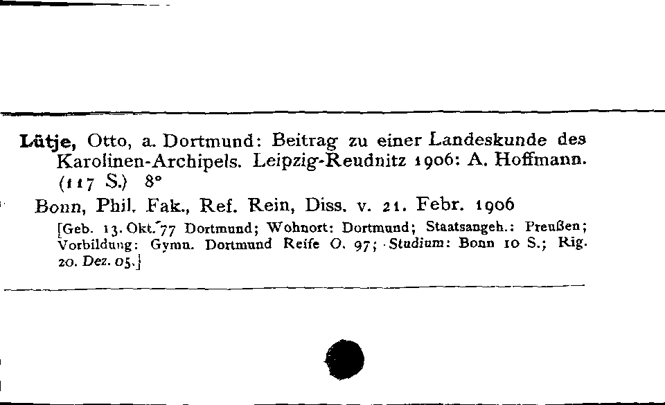 [Katalogkarte Dissertationenkatalog bis 1980]