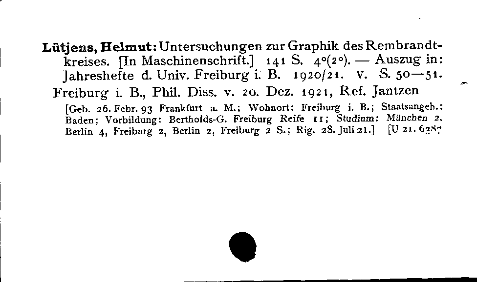 [Katalogkarte Dissertationenkatalog bis 1980]