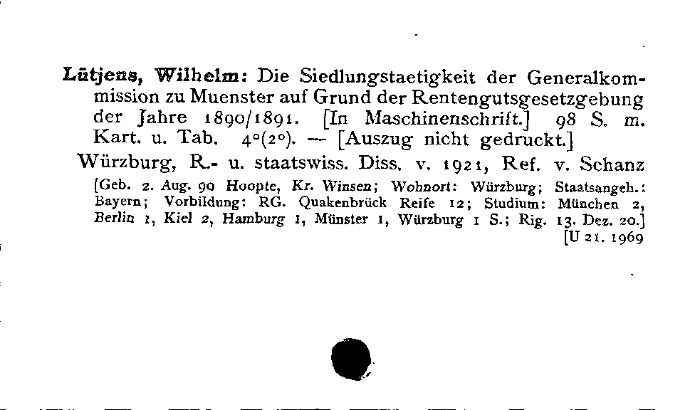 [Katalogkarte Dissertationenkatalog bis 1980]