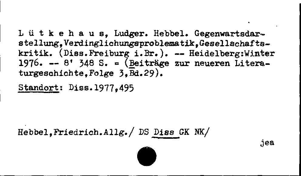 [Katalogkarte Dissertationenkatalog bis 1980]