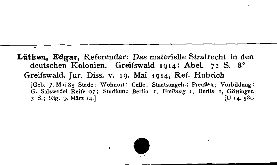 [Katalogkarte Dissertationenkatalog bis 1980]