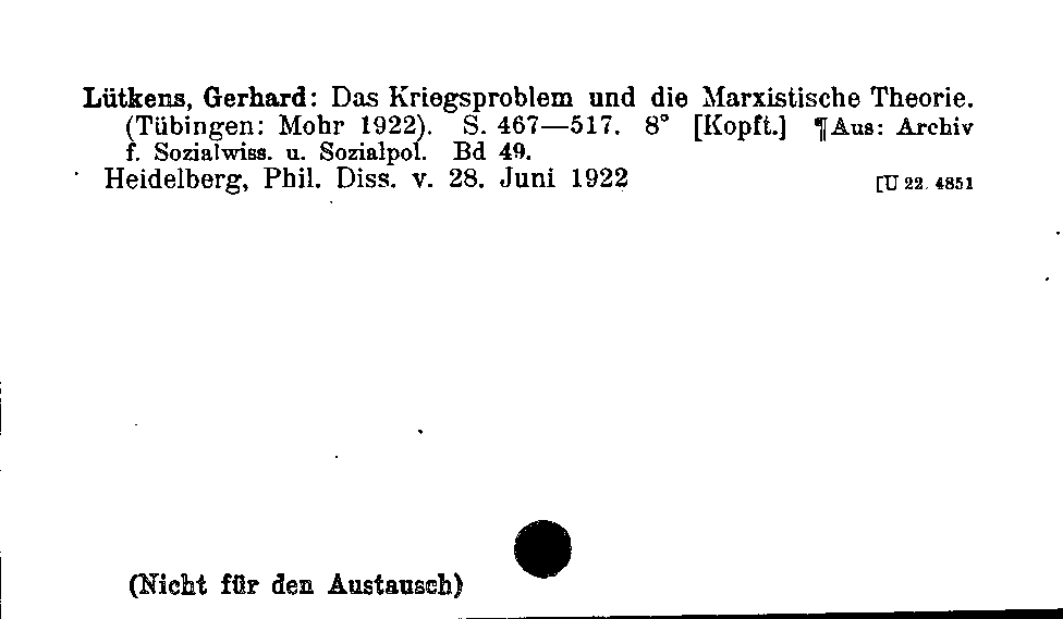 [Katalogkarte Dissertationenkatalog bis 1980]