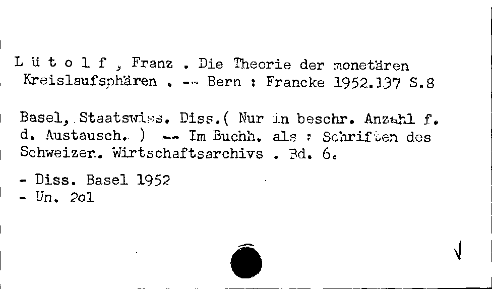 [Katalogkarte Dissertationenkatalog bis 1980]