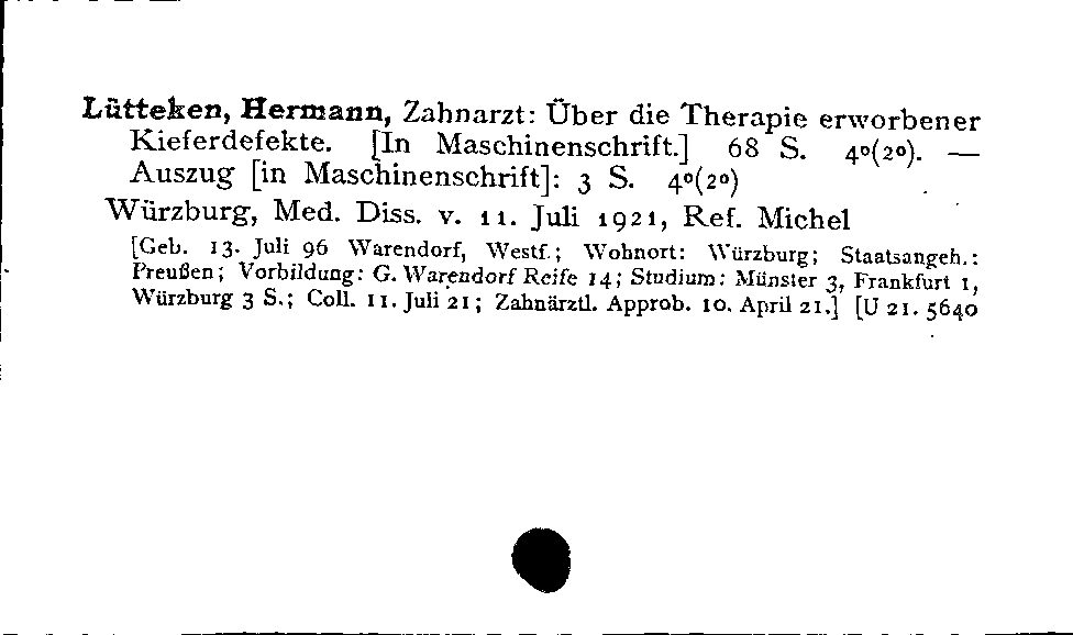 [Katalogkarte Dissertationenkatalog bis 1980]