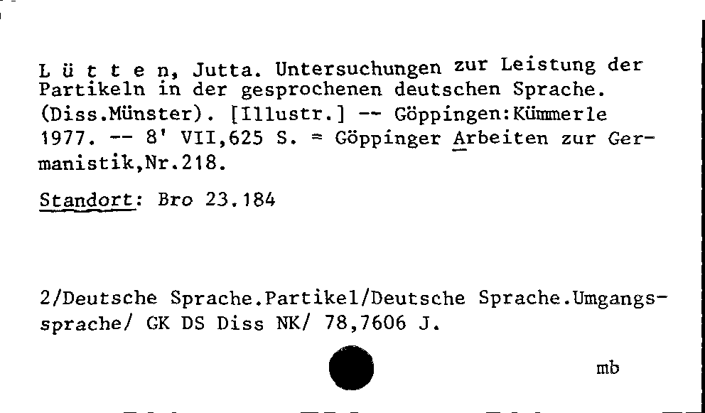 [Katalogkarte Dissertationenkatalog bis 1980]