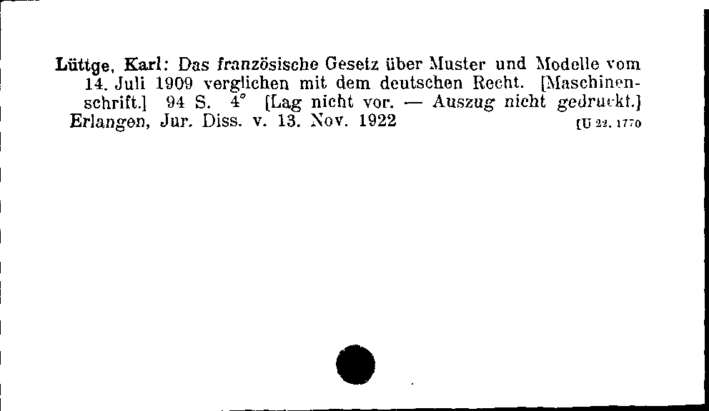 [Katalogkarte Dissertationenkatalog bis 1980]