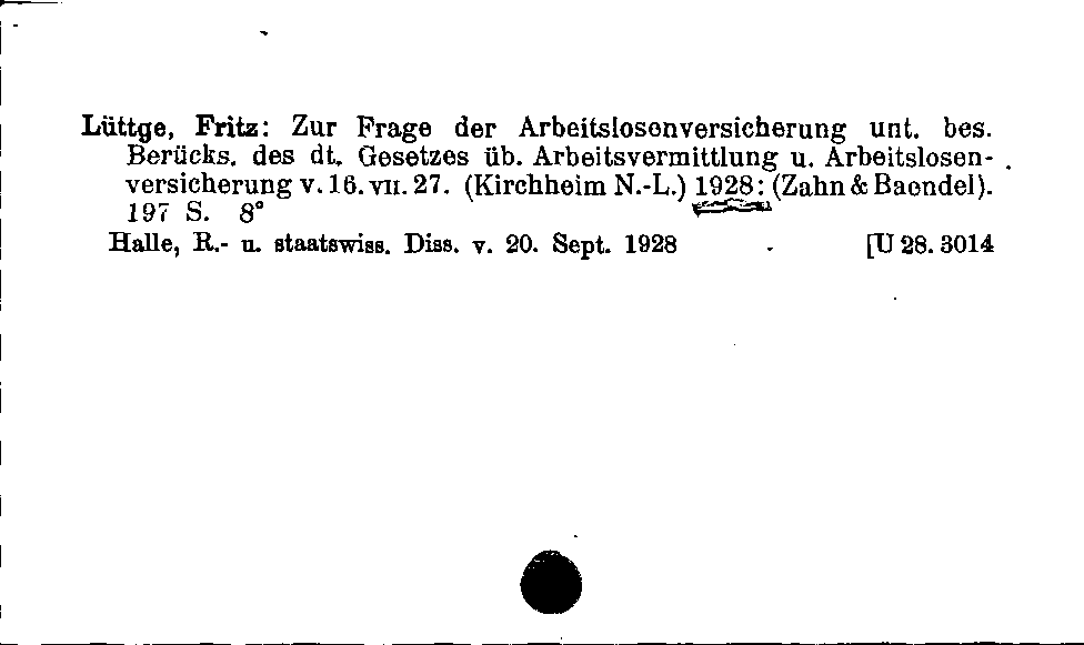 [Katalogkarte Dissertationenkatalog bis 1980]