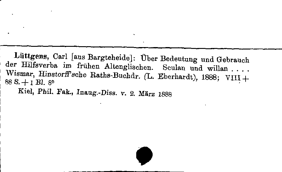 [Katalogkarte Dissertationenkatalog bis 1980]