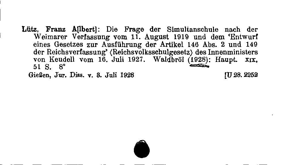 [Katalogkarte Dissertationenkatalog bis 1980]