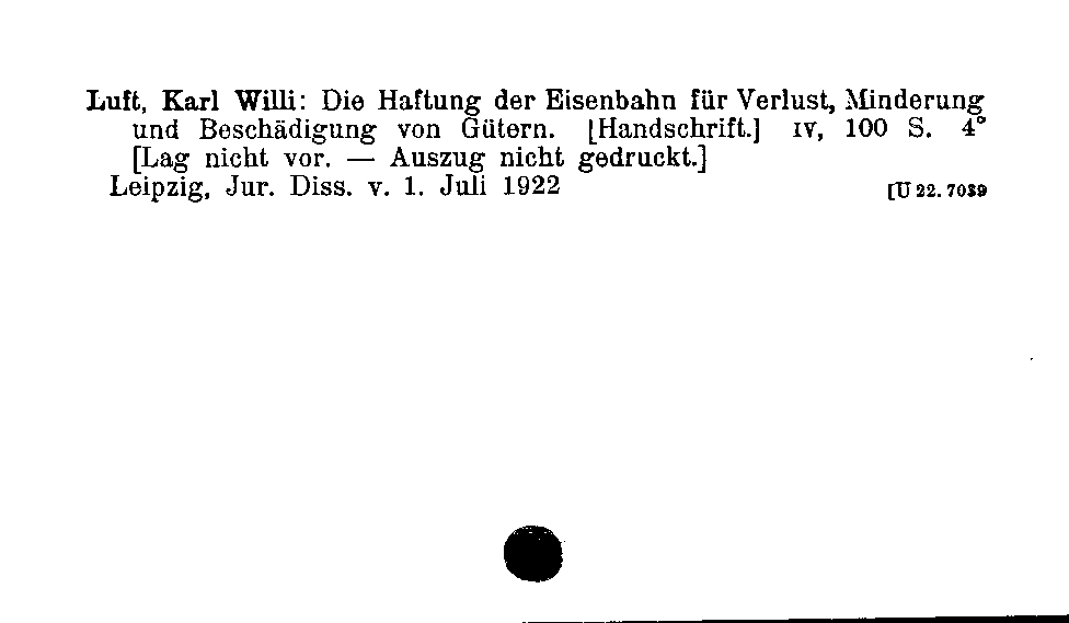 [Katalogkarte Dissertationenkatalog bis 1980]