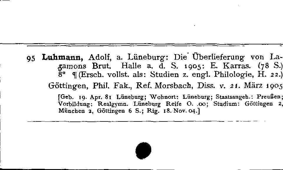 [Katalogkarte Dissertationenkatalog bis 1980]