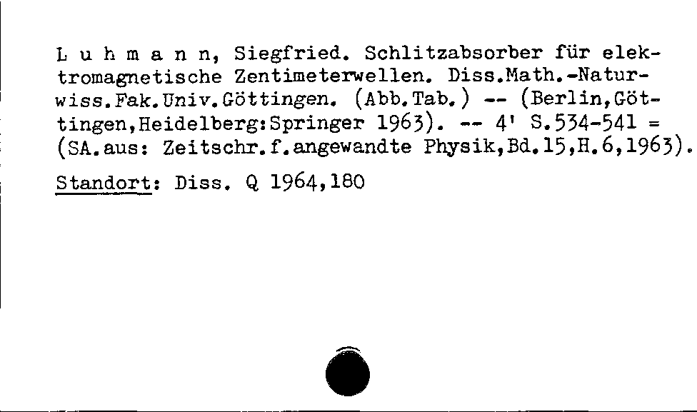 [Katalogkarte Dissertationenkatalog bis 1980]