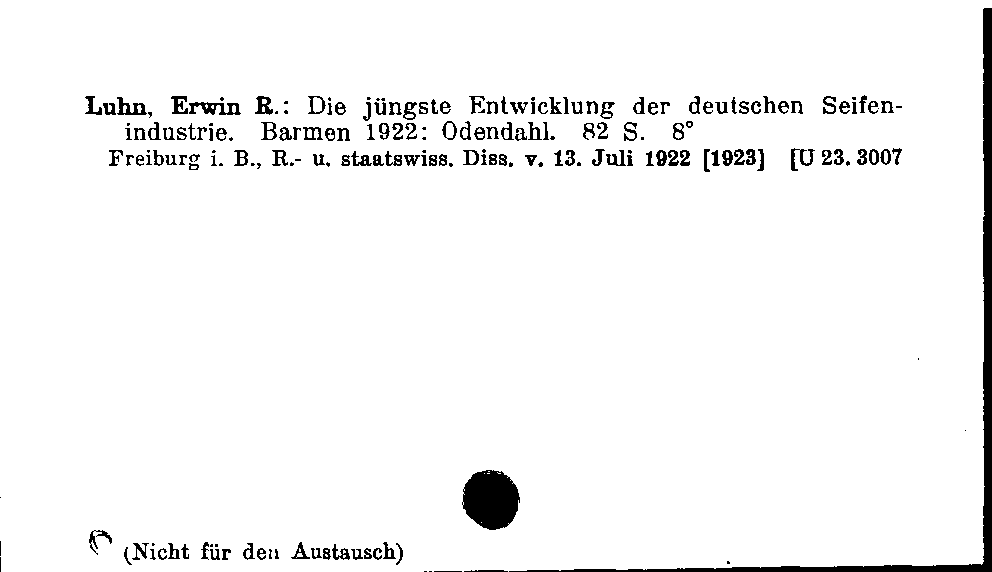 [Katalogkarte Dissertationenkatalog bis 1980]