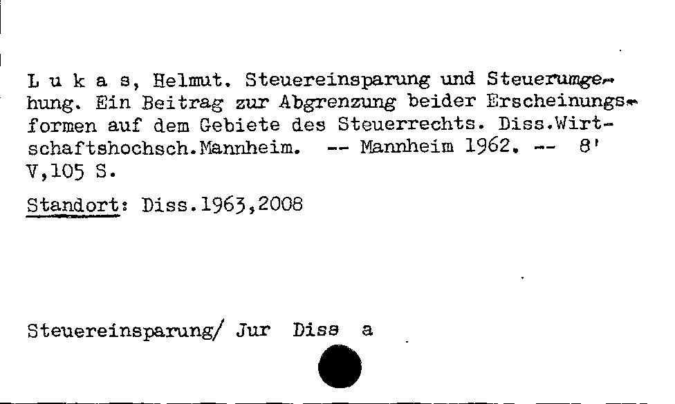 [Katalogkarte Dissertationenkatalog bis 1980]