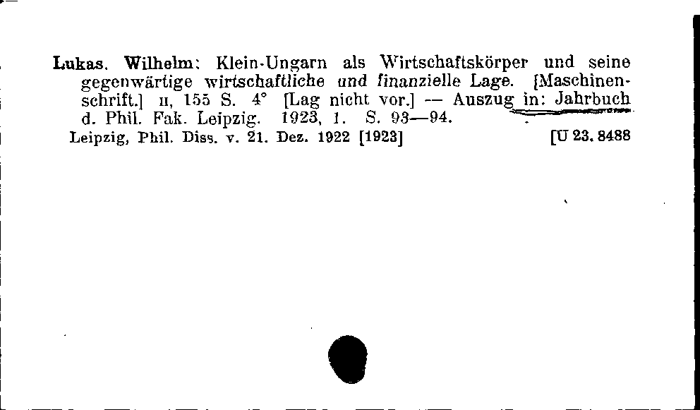 [Katalogkarte Dissertationenkatalog bis 1980]