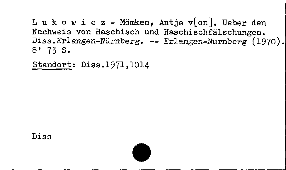 [Katalogkarte Dissertationenkatalog bis 1980]