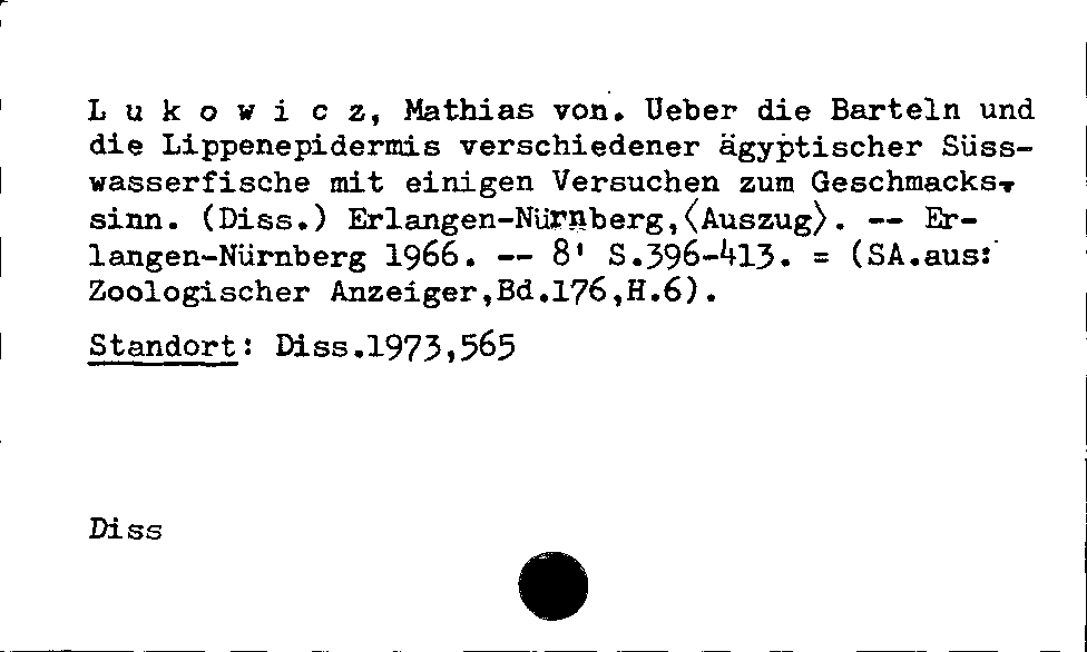 [Katalogkarte Dissertationenkatalog bis 1980]