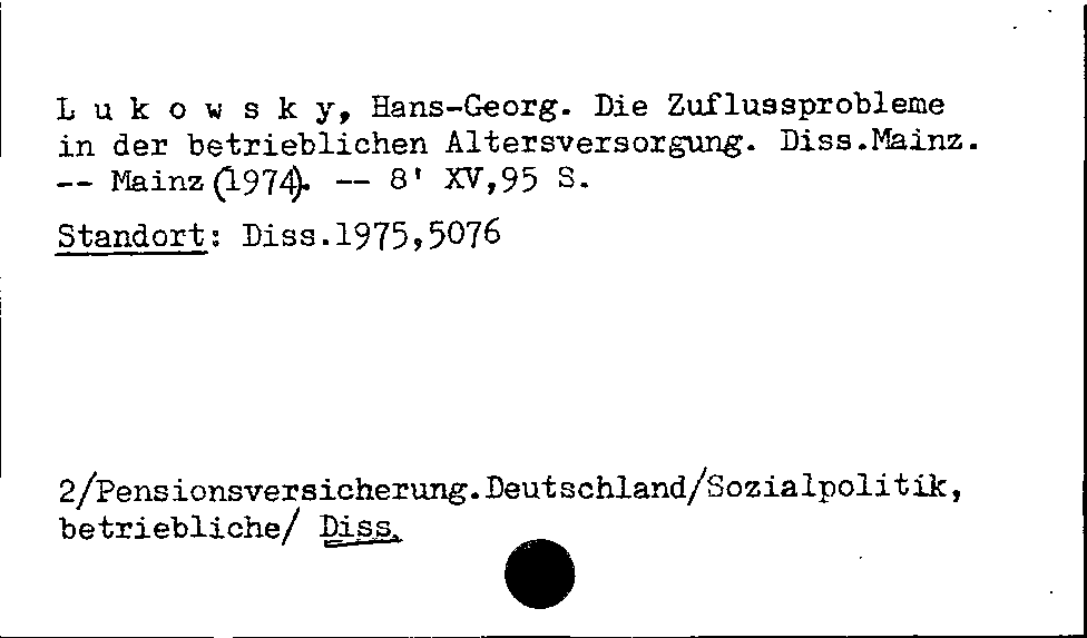 [Katalogkarte Dissertationenkatalog bis 1980]