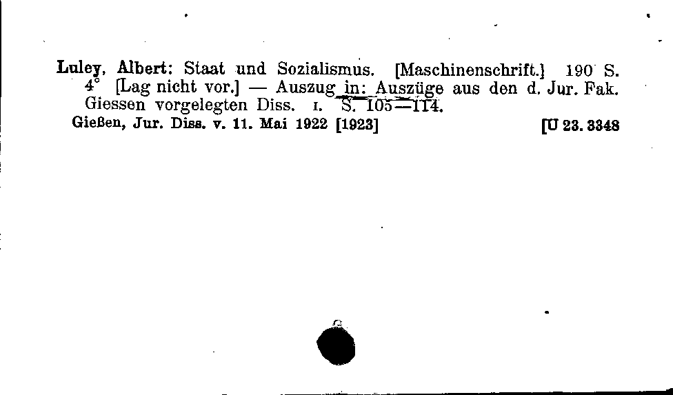 [Katalogkarte Dissertationenkatalog bis 1980]