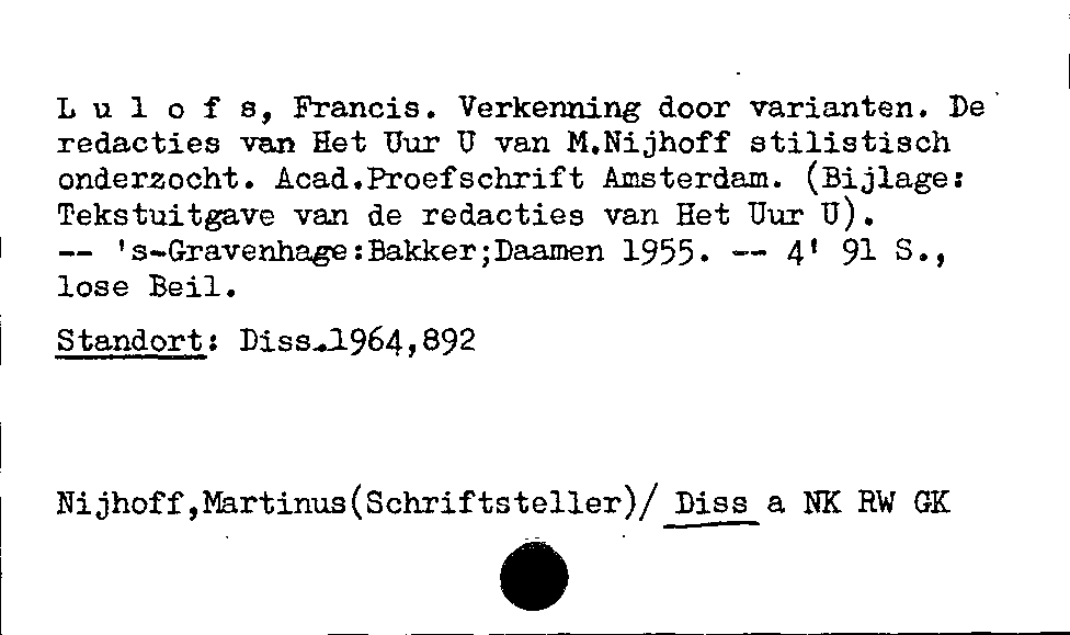 [Katalogkarte Dissertationenkatalog bis 1980]