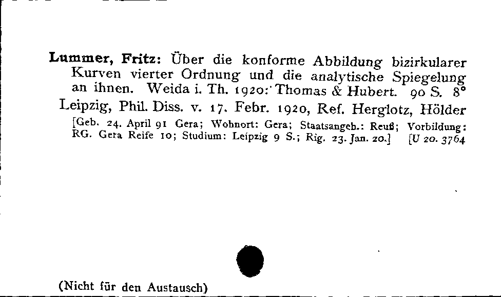 [Katalogkarte Dissertationenkatalog bis 1980]