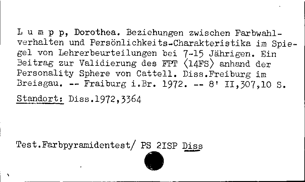 [Katalogkarte Dissertationenkatalog bis 1980]