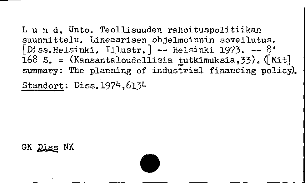 [Katalogkarte Dissertationenkatalog bis 1980]