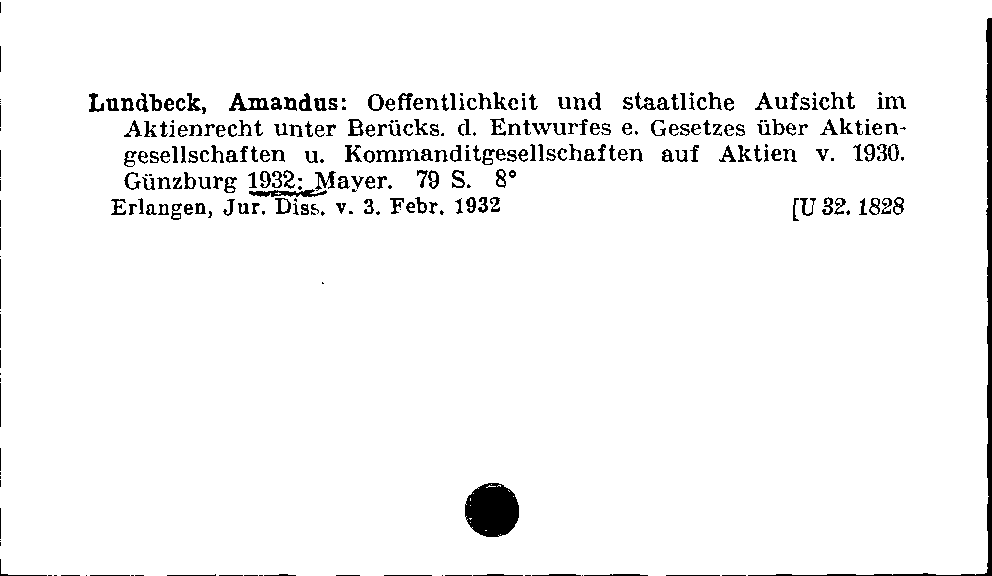 [Katalogkarte Dissertationenkatalog bis 1980]