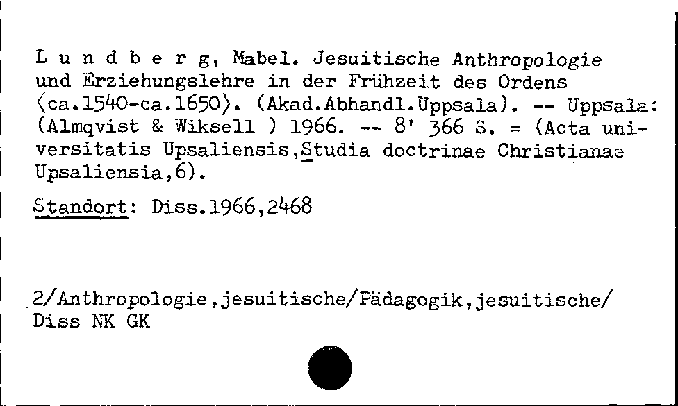 [Katalogkarte Dissertationenkatalog bis 1980]