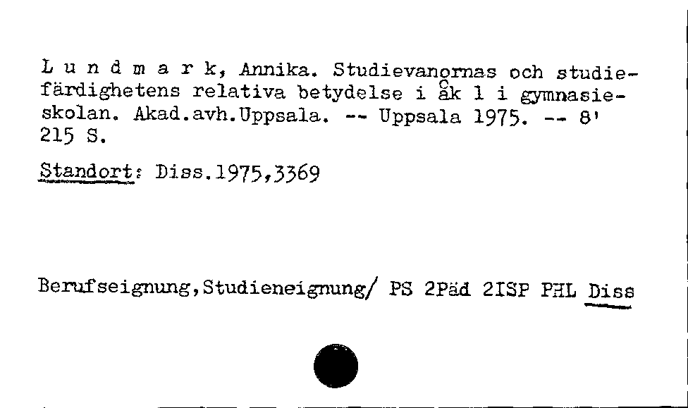 [Katalogkarte Dissertationenkatalog bis 1980]