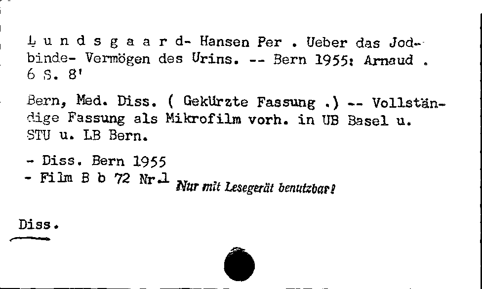 [Katalogkarte Dissertationenkatalog bis 1980]