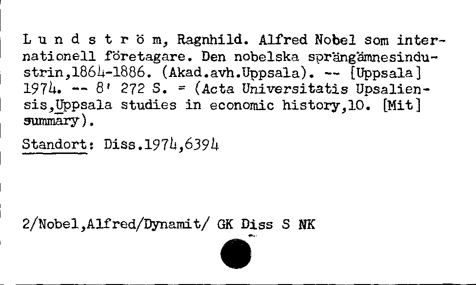 [Katalogkarte Dissertationenkatalog bis 1980]