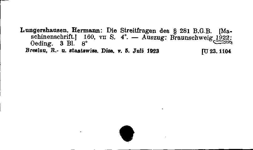 [Katalogkarte Dissertationenkatalog bis 1980]