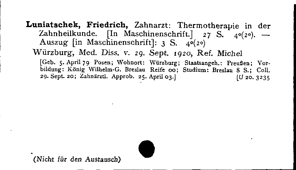 [Katalogkarte Dissertationenkatalog bis 1980]