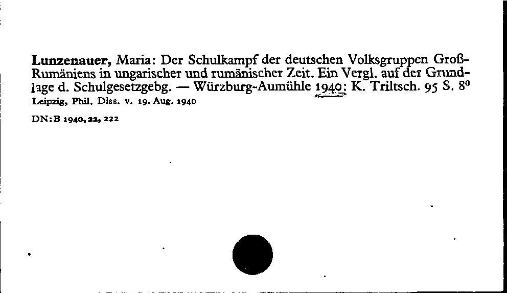 [Katalogkarte Dissertationenkatalog bis 1980]