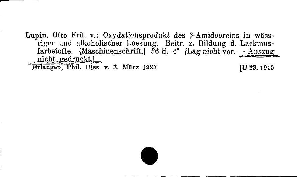 [Katalogkarte Dissertationenkatalog bis 1980]