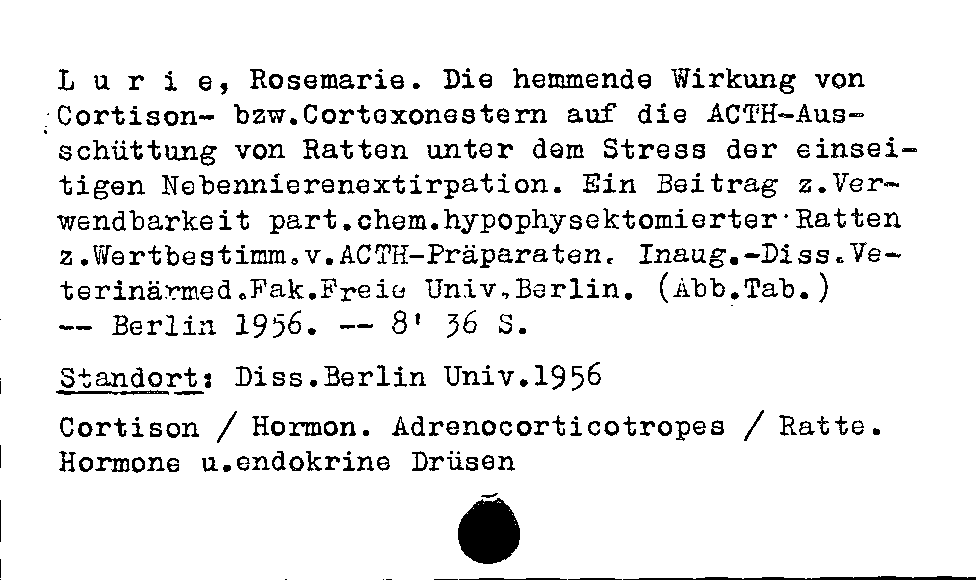 [Katalogkarte Dissertationenkatalog bis 1980]